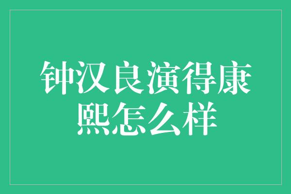 钟汉良演得康熙怎么样