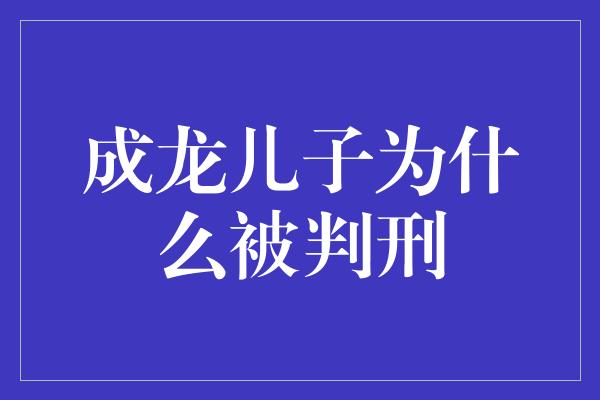 成龙儿子为什么被判刑