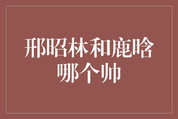 邢昭林和鹿晗哪个帅