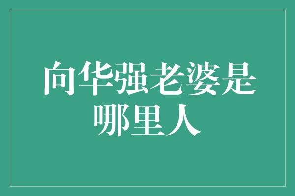 向华强老婆是哪里人