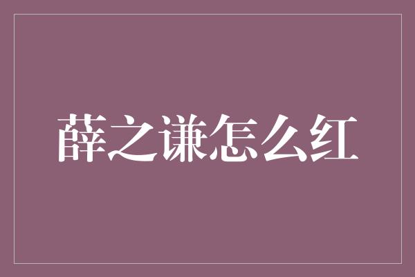 薛之谦怎么红