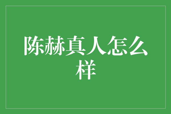 陈赫真人怎么样