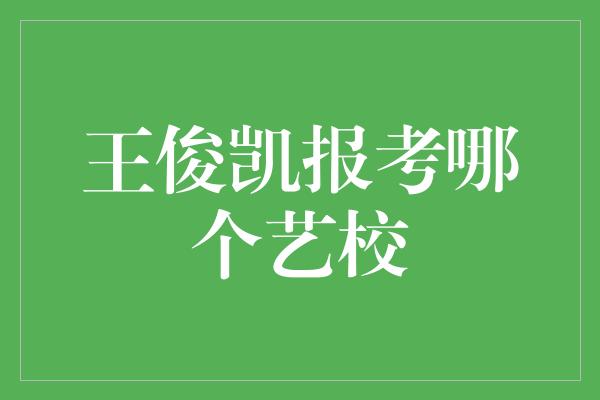 王俊凯报考哪个艺校