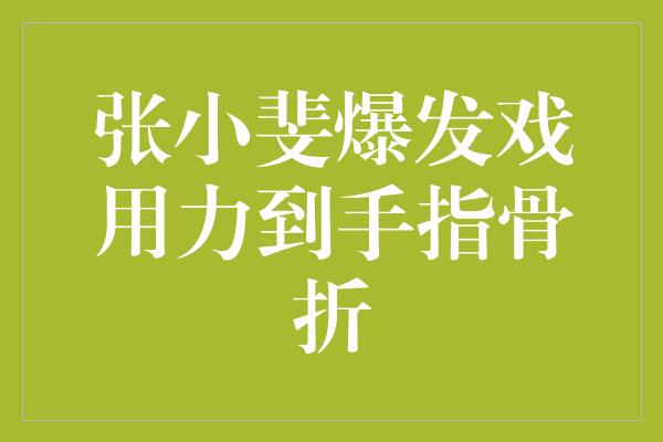 张小斐爆发戏用力到手指骨折