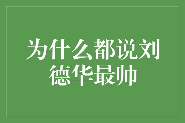 为什么都说刘德华最帅