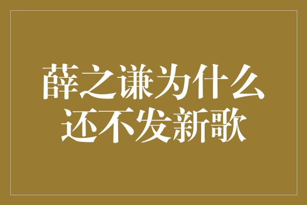 薛之谦为什么还不发新歌