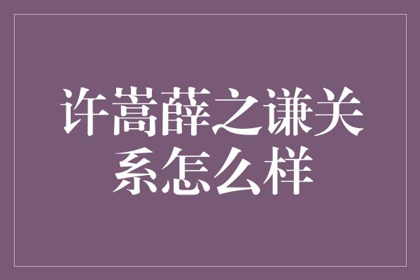 许嵩薛之谦关系怎么样