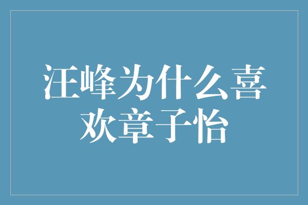 汪峰为什么喜欢章子怡