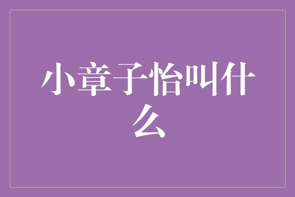 小章子怡叫什么