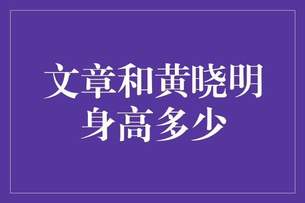 文章和黄晓明身高多少