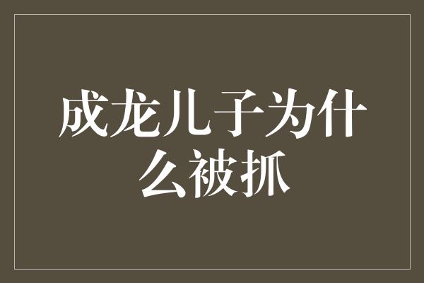 成龙儿子为什么被抓