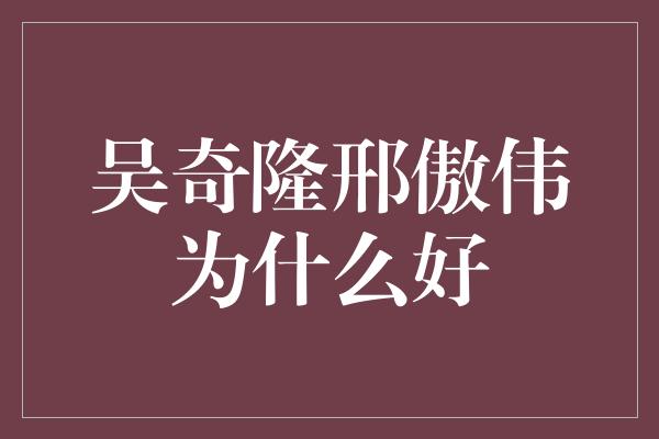 吴奇隆邢傲伟为什么好