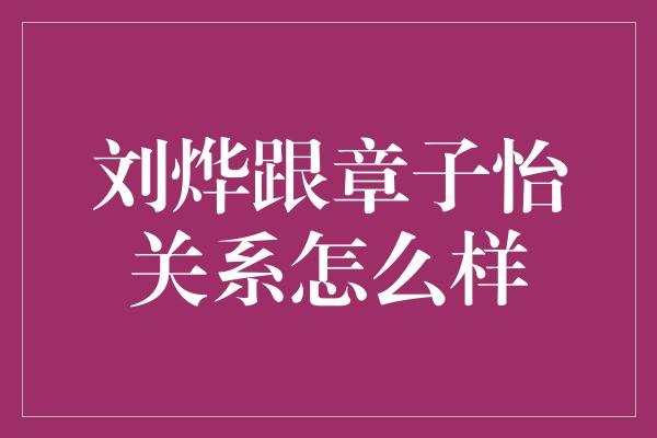 刘烨跟章子怡关系怎么样