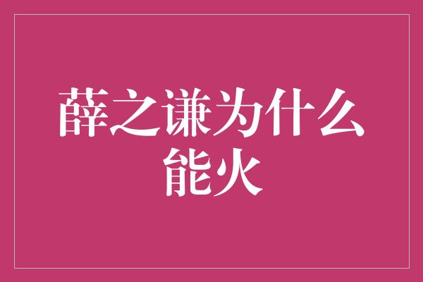 薛之谦为什么能火