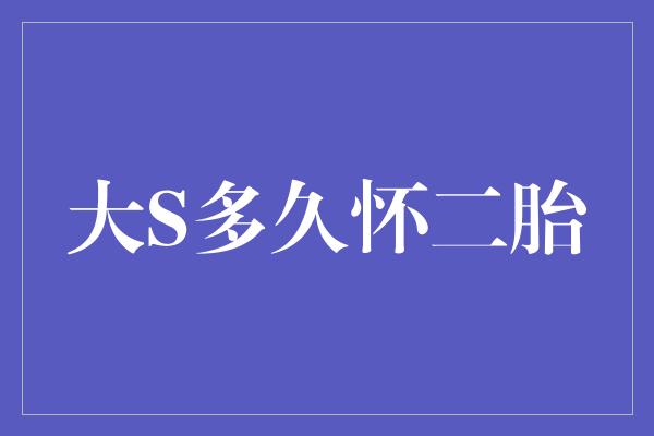 大S多久怀二胎