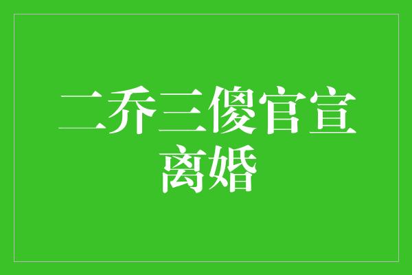 二乔三傻官宣离婚