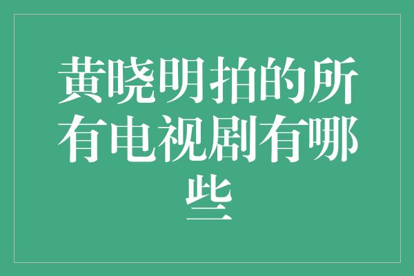 黄晓明拍的所有电视剧有哪些