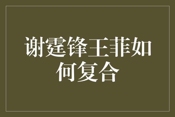 谢霆锋王菲如何复合