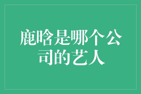 鹿晗是哪个公司的艺人