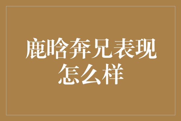 鹿晗奔兄表现怎么样