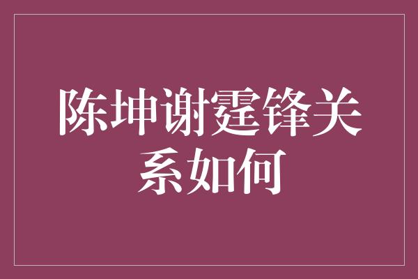 陈坤谢霆锋关系如何