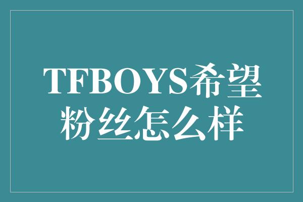 TFBOYS希望粉丝怎么样