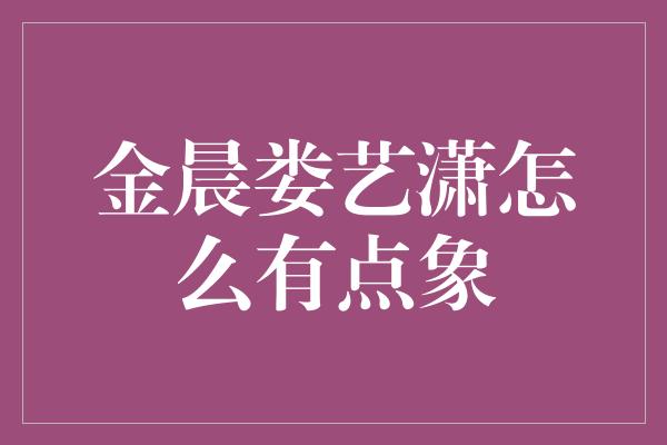 金晨娄艺潇怎么有点象