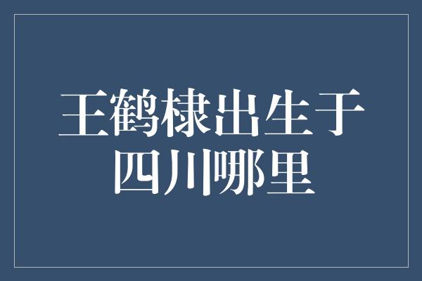 王鹤棣出生于四川哪里