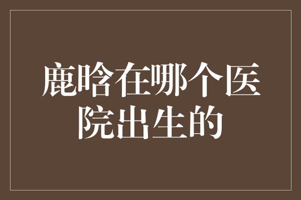 鹿晗在哪个医院出生的