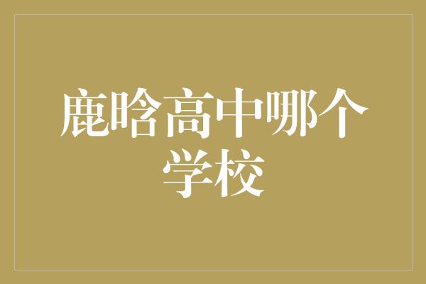 鹿晗高中哪个学校