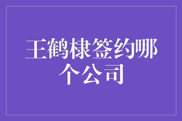 王鹤棣签约哪个公司