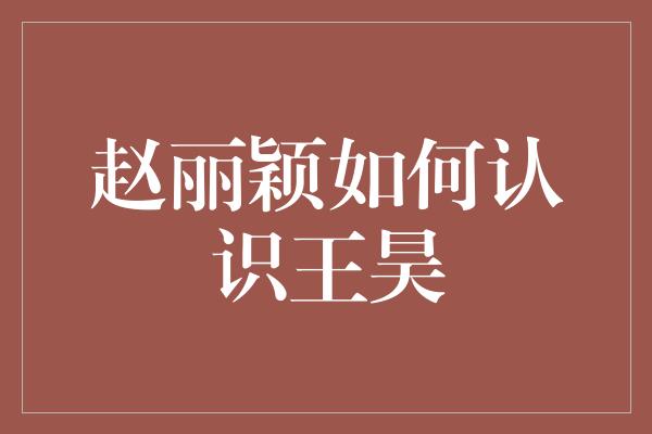 赵丽颖如何认识王昊