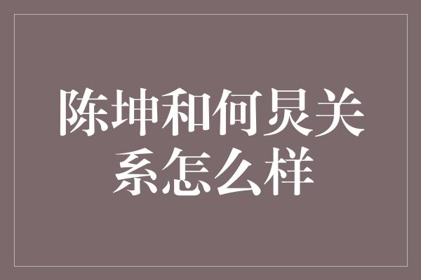 陈坤和何炅关系怎么样