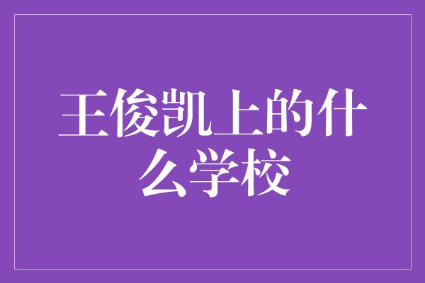 王俊凯上的什么学校