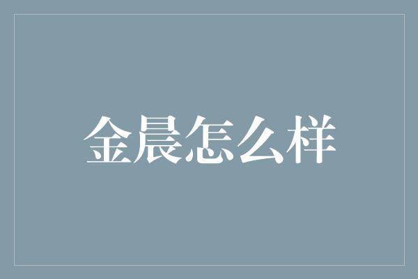 金晨怎么样