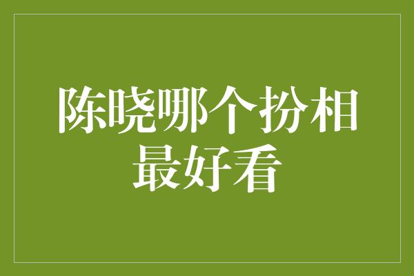 陈晓哪个扮相最好看