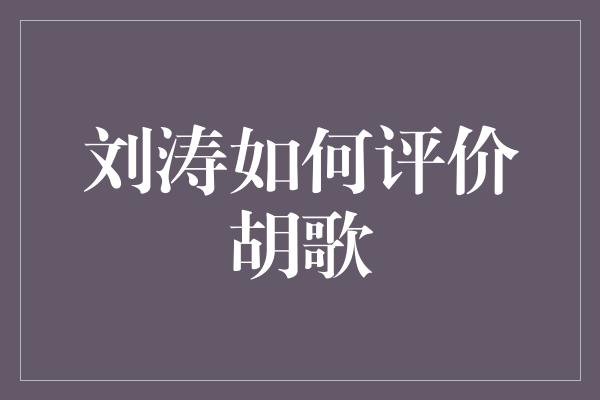 刘涛如何评价胡歌