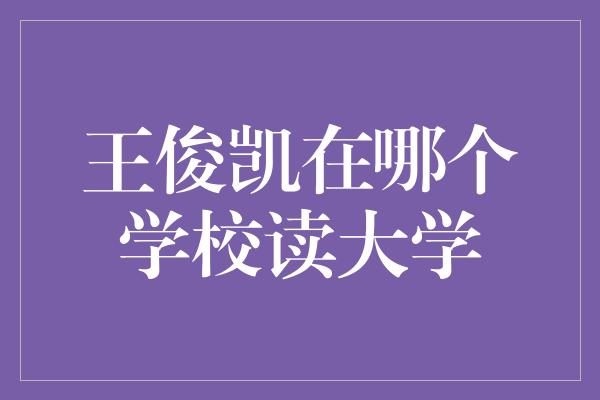 王俊凯在哪个学校读大学