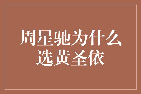 周星驰为什么选黄圣依