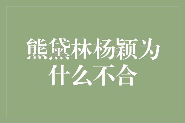 熊黛林杨颖为什么不合