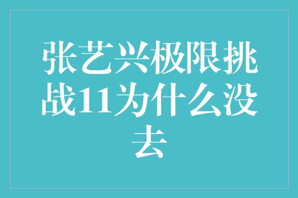 张艺兴极限挑战11为什么没去