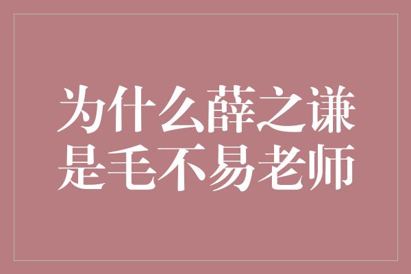 为什么薛之谦是毛不易老师