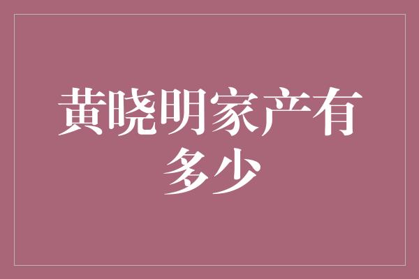 黄晓明家产有多少