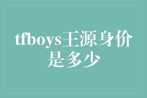 tfboys王源身价是多少