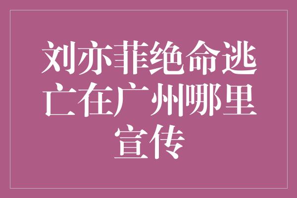 刘亦菲绝命逃亡在广州哪里宣传