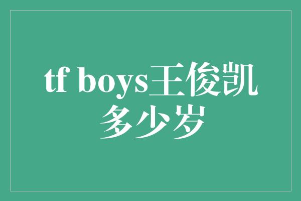 tf boys王俊凯多少岁