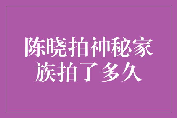 陈晓拍神秘家族拍了多久