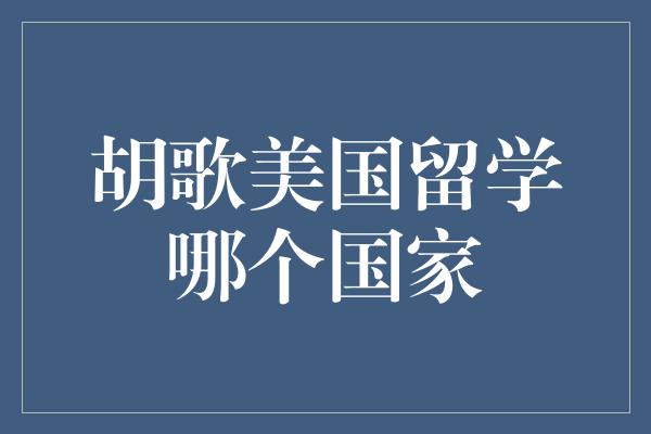 胡歌美国留学哪个国家