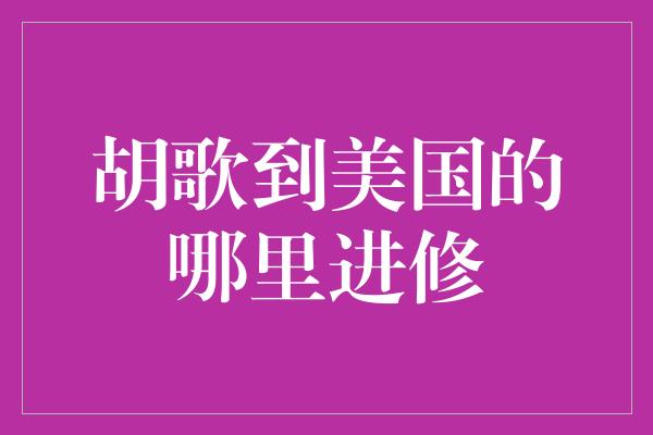 胡歌到美国的哪里进修