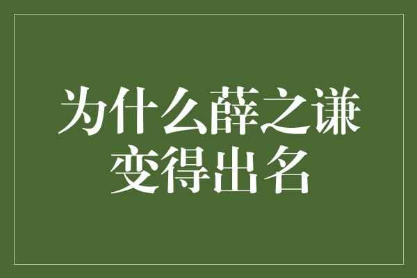 为什么薛之谦变得出名